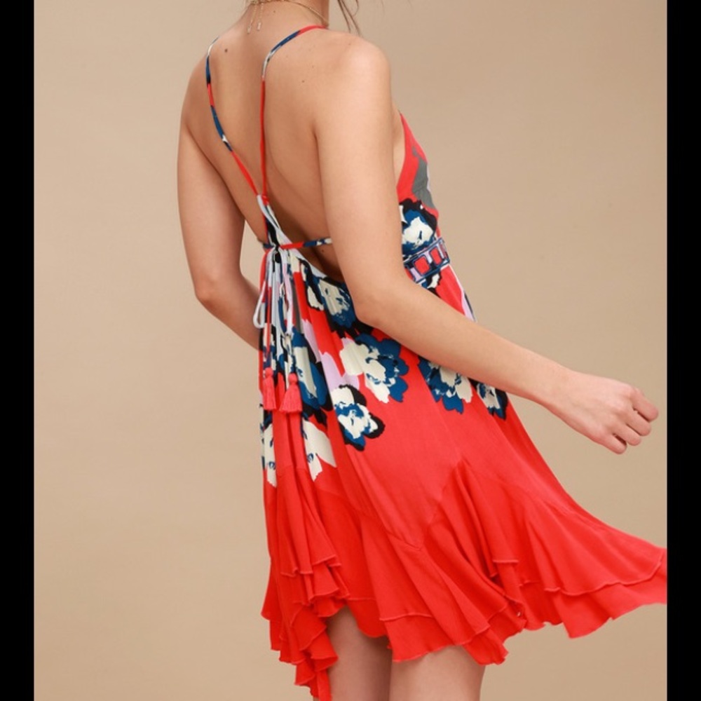 Free People Sweet Lucy Slip Dress NWT Red - Picture 3 of 10